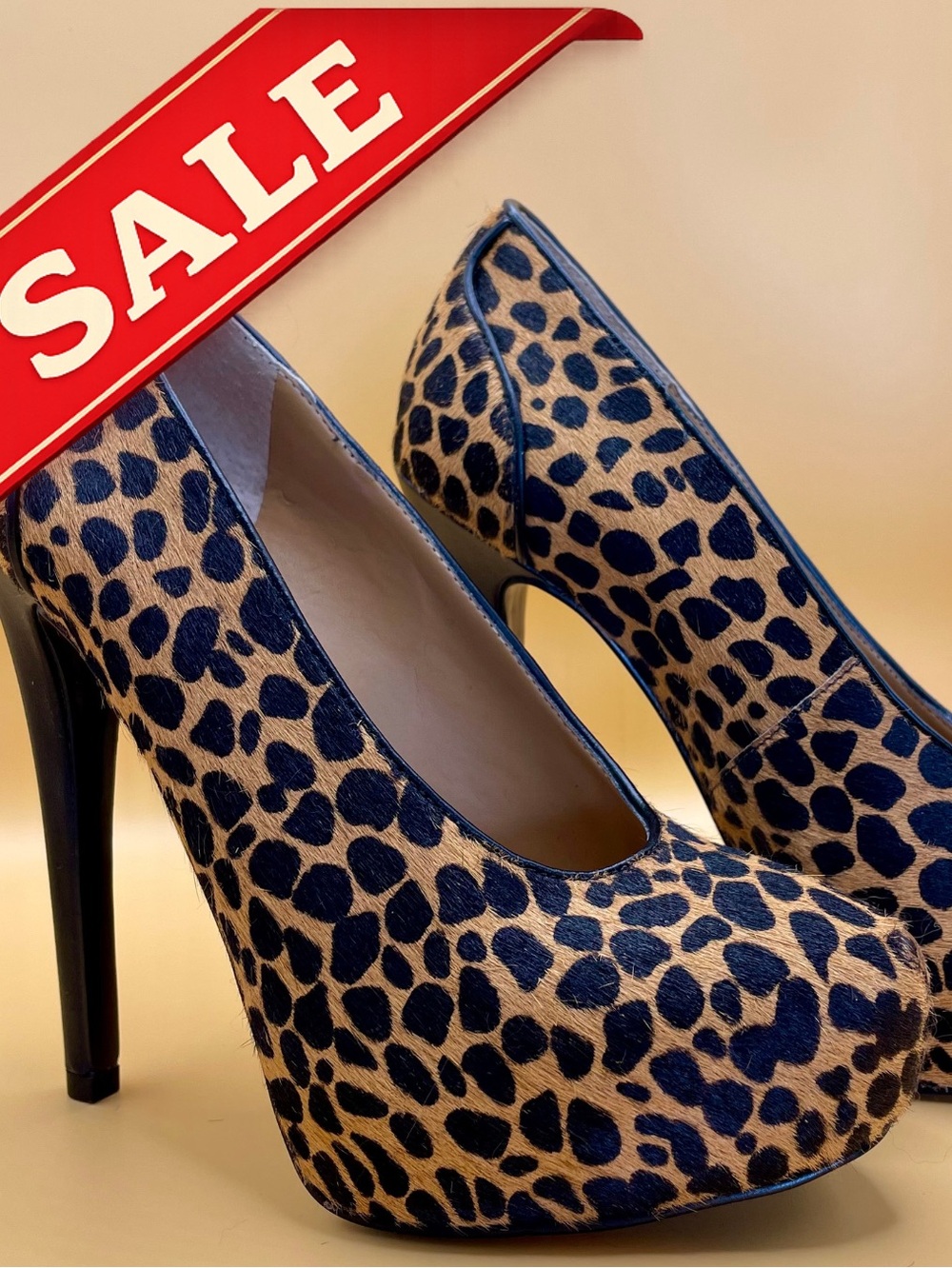 Nine West Aldusa Cheetah Print Hidden Platform Sky High Stiletto Pumps 5M NWB - Picture 1 of 15